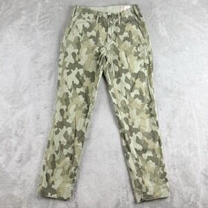 Gap Womens Khaki Pants 00 Green Camo High Rise Stretch Straight Leg Comfort
